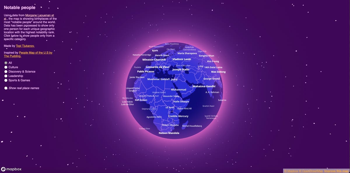Interactive Map Shows People's Birthplaces Using Person's Notability Calculation