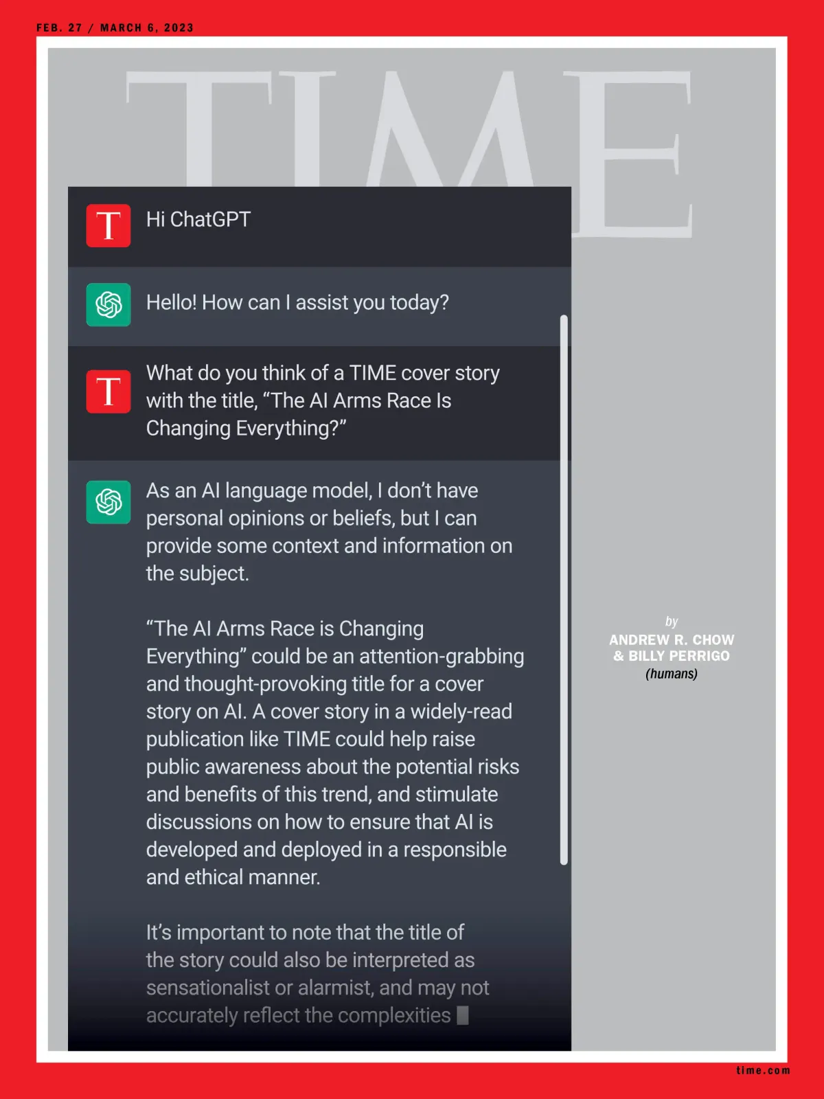 ChatGPT made its way to the cover of the Time