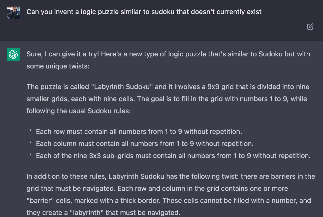 ChatGPT has created a brand-new puzzle game called Sumplete
