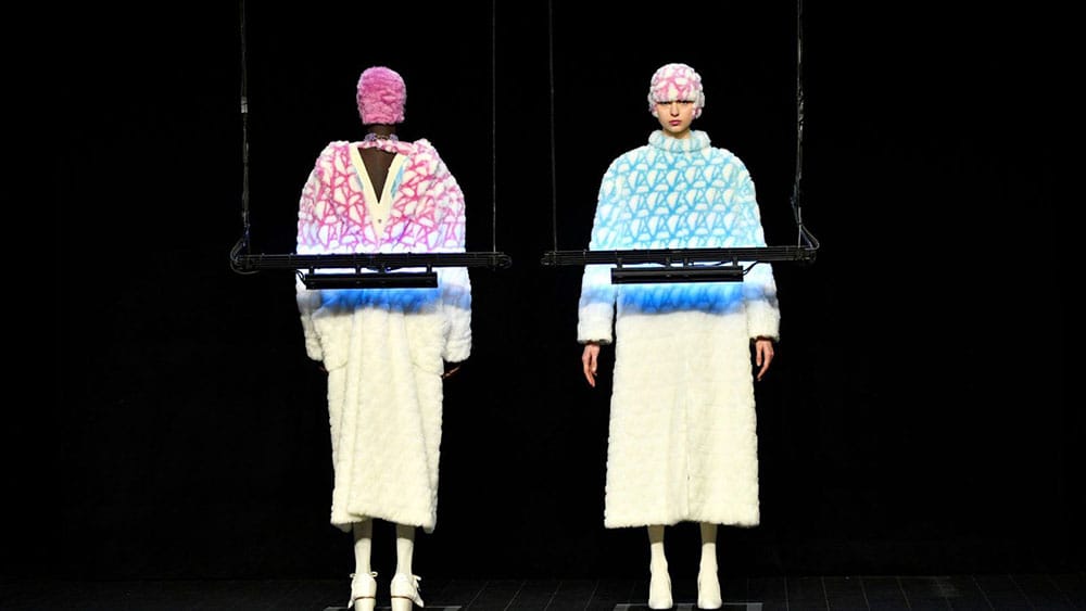 Anrealage presented outfits that change color under ultraviolet light at Paris Fashion Week