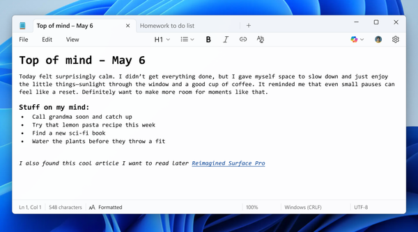 Text Formatting Comes to Notepad